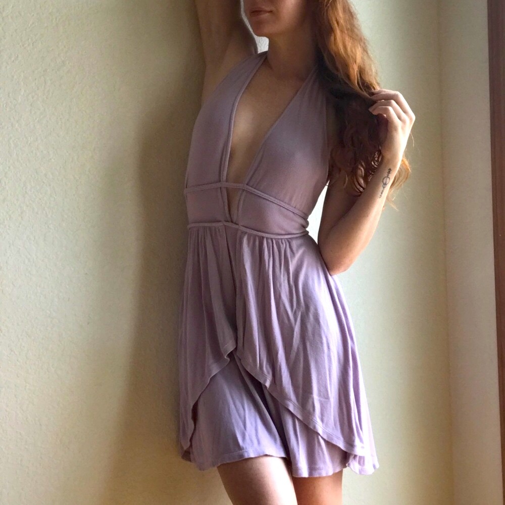 Free People Deep V Halter Dress, S